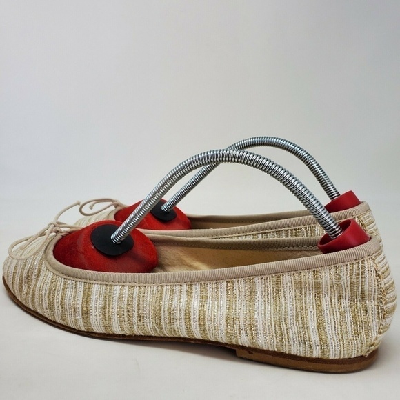 Anniel Scarpine Striped Ballet Flat Cream Gold 9 - Picture 6 of 11
